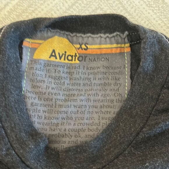 AVIATOR NATION Dark Gray T-Shirt with Purple Lightning Bolt - Size XS - Picture 4 of 6